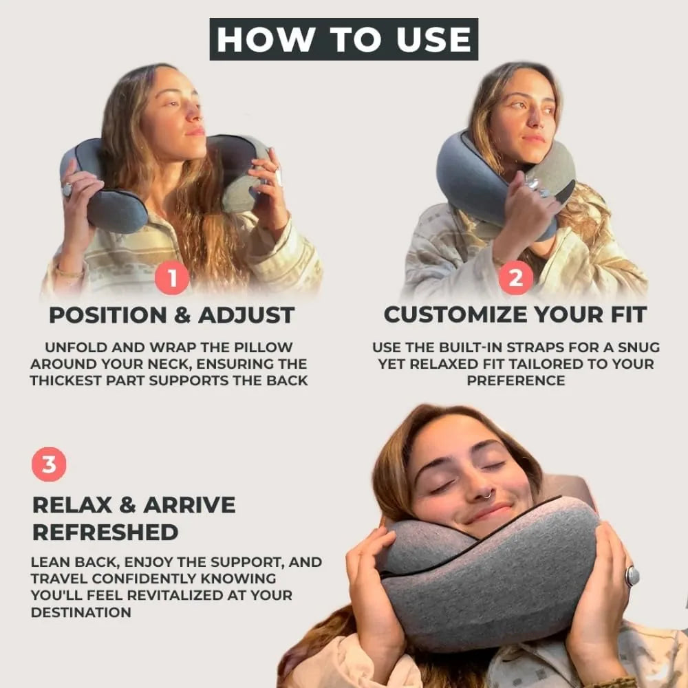 Ergonomic Memory Foam Travel Pillow