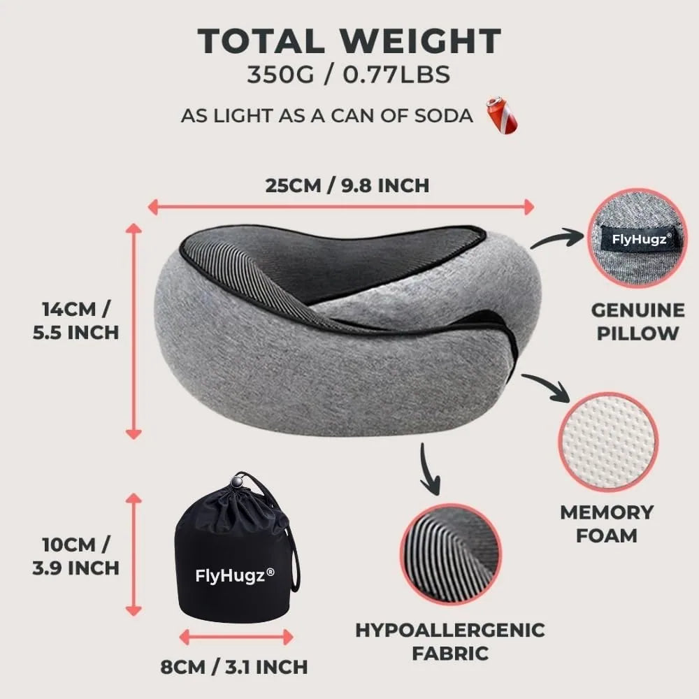 Ergonomic Memory Foam Travel Pillow